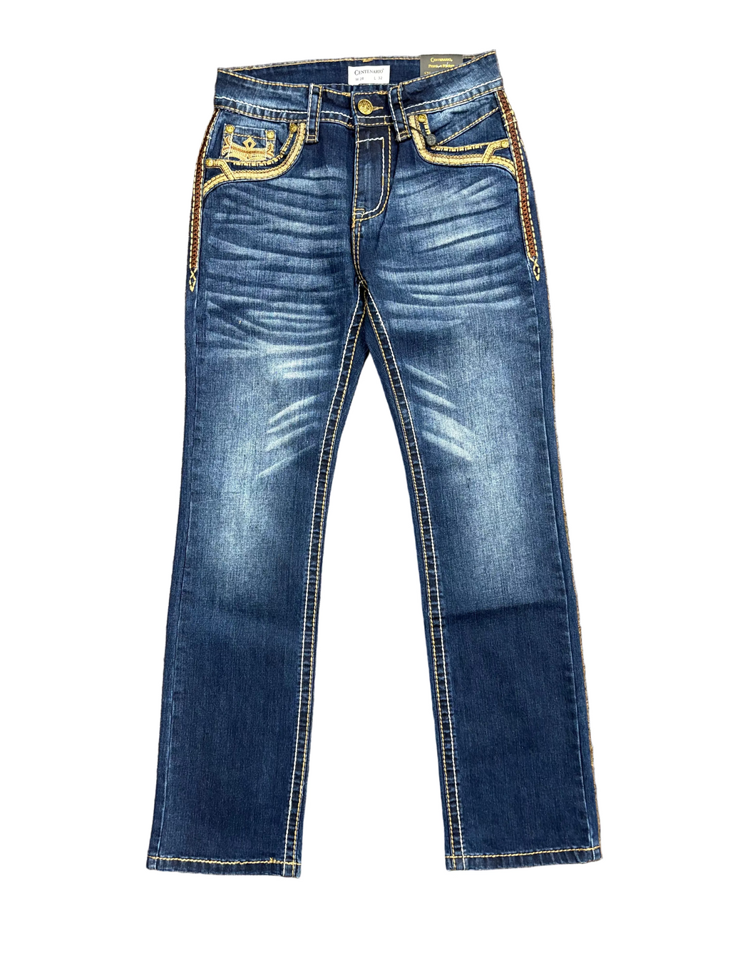 Centenario Jeans - Men's Denim Embroidered Bootcut Jeans - 45898