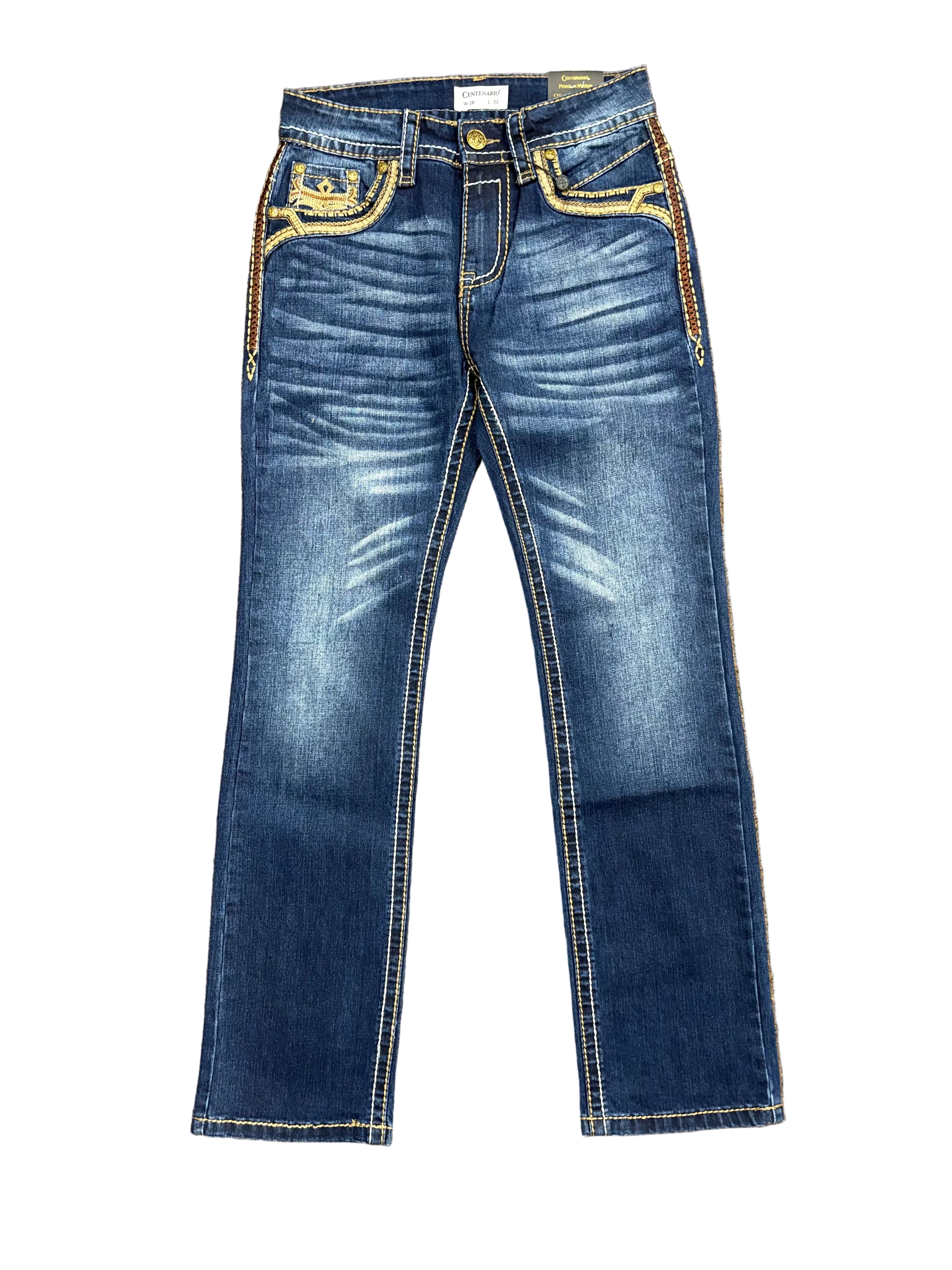 Centenario Jeans - Men's Denim Embroidered Bootcut Jeans - 45898