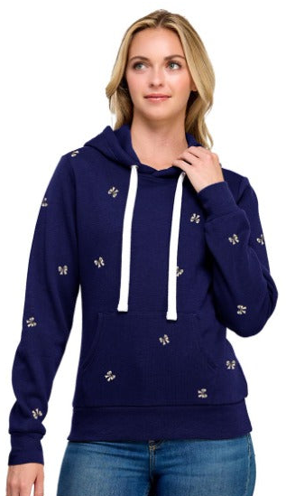 Reflex - Women's Pullover Fleece Hoodie with Bow All Over Embroidery - JU1539