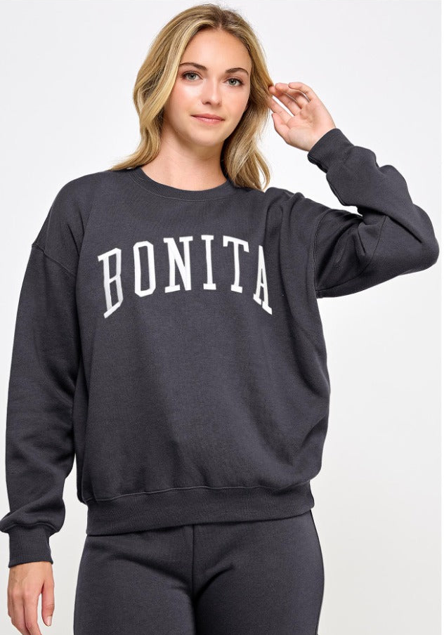 Reflex- Women's Fleece Crewneck Bonita Embroidery Sweatshirt - T797