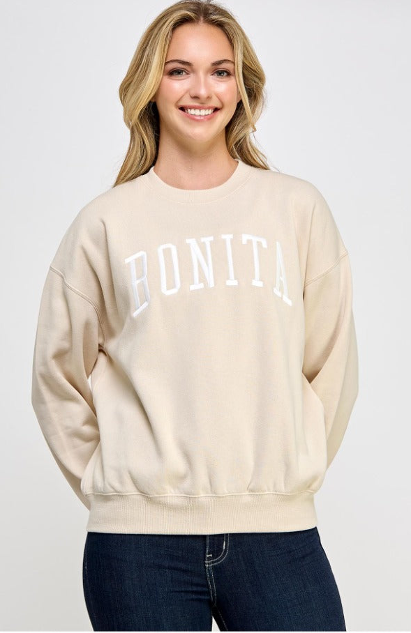Reflex- Women's Fleece Crewneck Bonita Embroidery Sweatshirt - T797