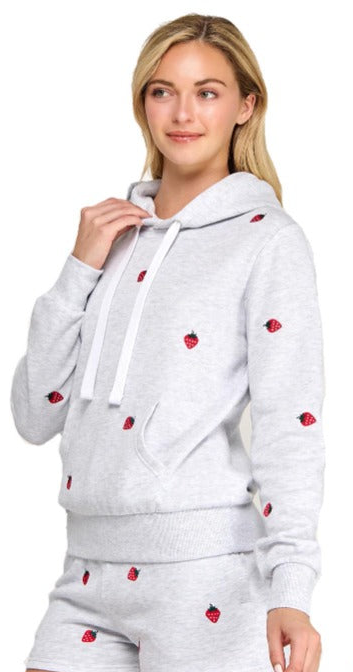 Reflex - Women's Pullover Hoodie with Strawberry All Over Embroidery - JU2033