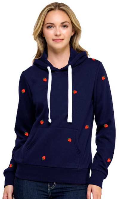 Reflex - Women's Pullover Hoodie with Strawberry All Over Embroidery - JU2033