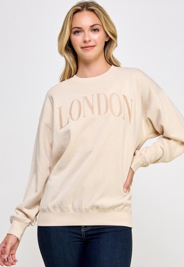 Reflex - Women's Fleece Oversized Crew Neck Sweatshirt with London Embroidery - T948