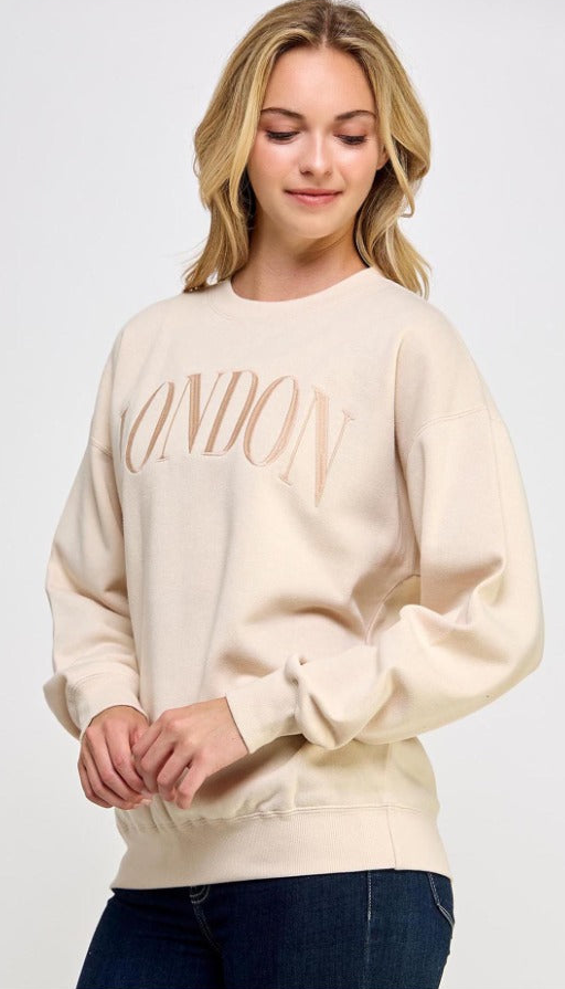 Reflex - Women's Fleece Oversized Crew Neck Sweatshirt with London Embroidery - T948