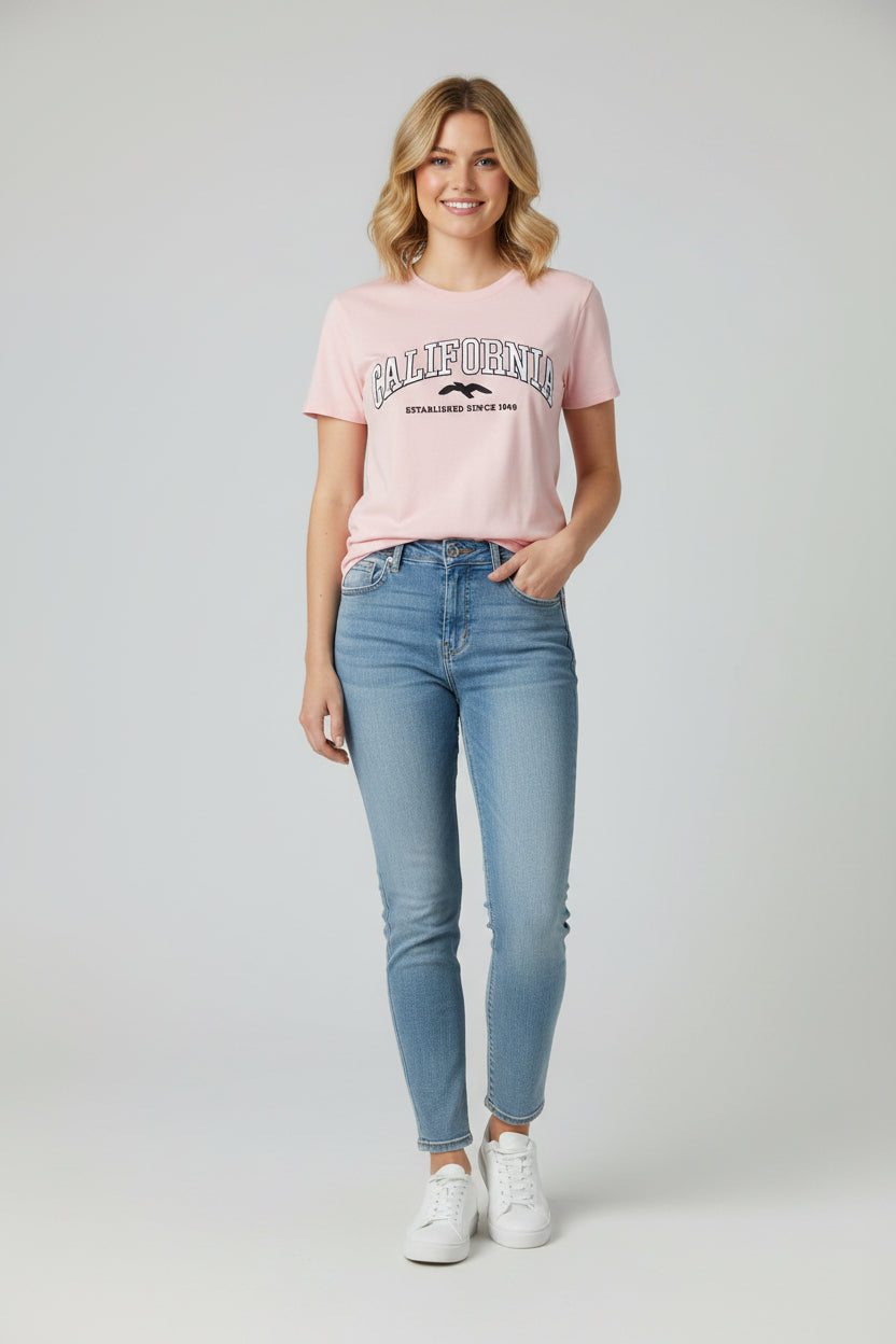 Reflex - Camiseta corta de manga corta para mujer California Emb - S021