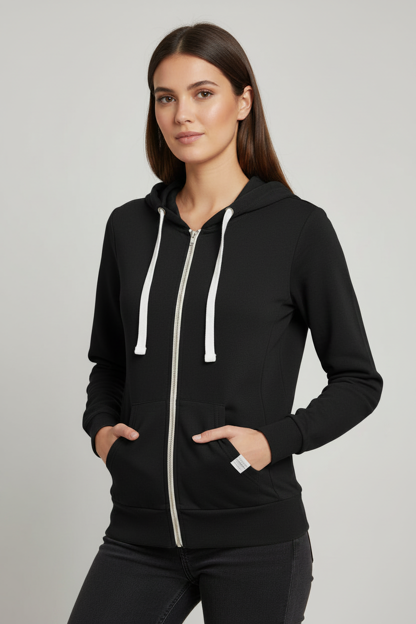 Reflex- Chaqueta con cremallera de felpa francesa elástica para mujer- JK300