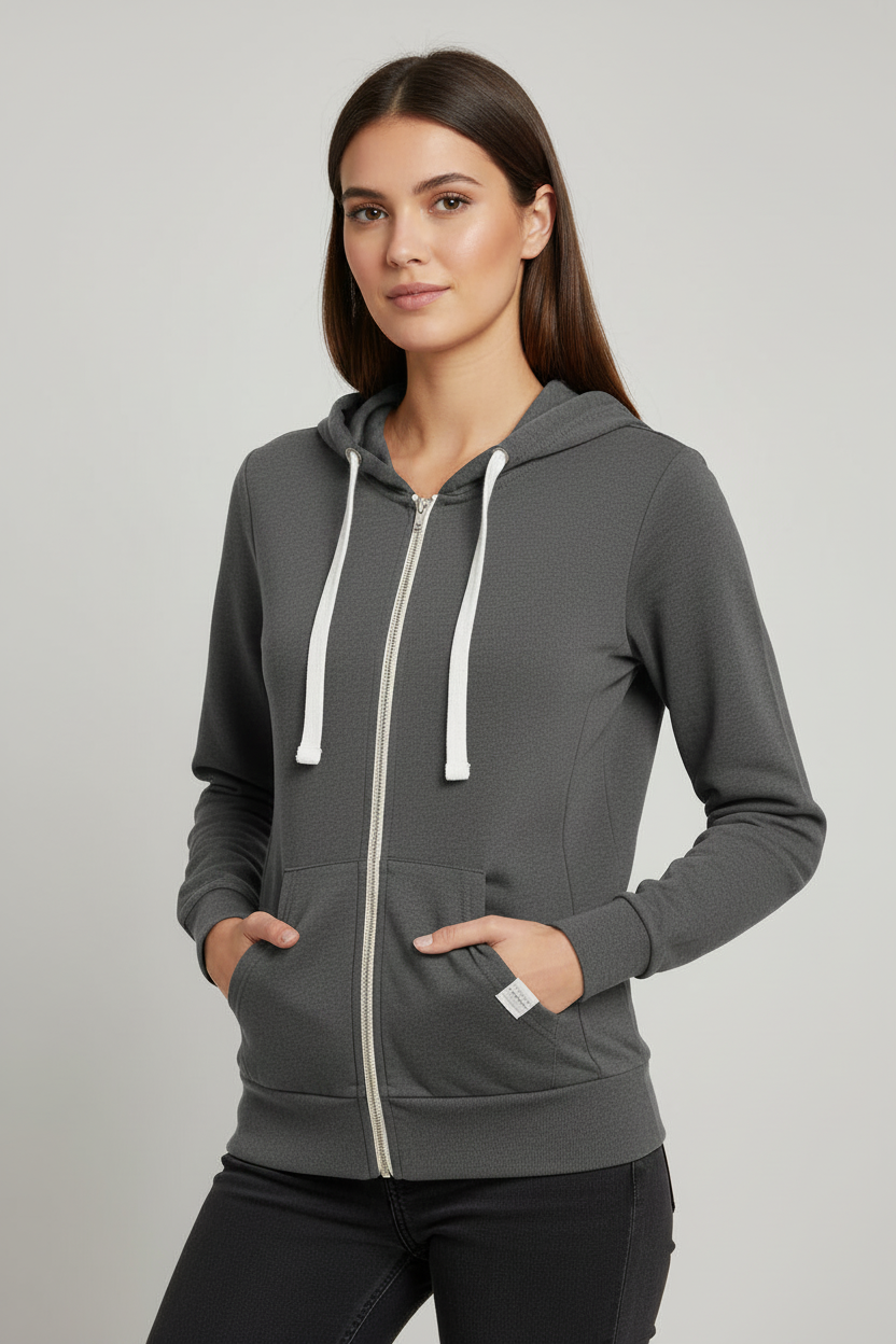 Reflex- Chaqueta con cremallera de felpa francesa elástica para mujer- JK300