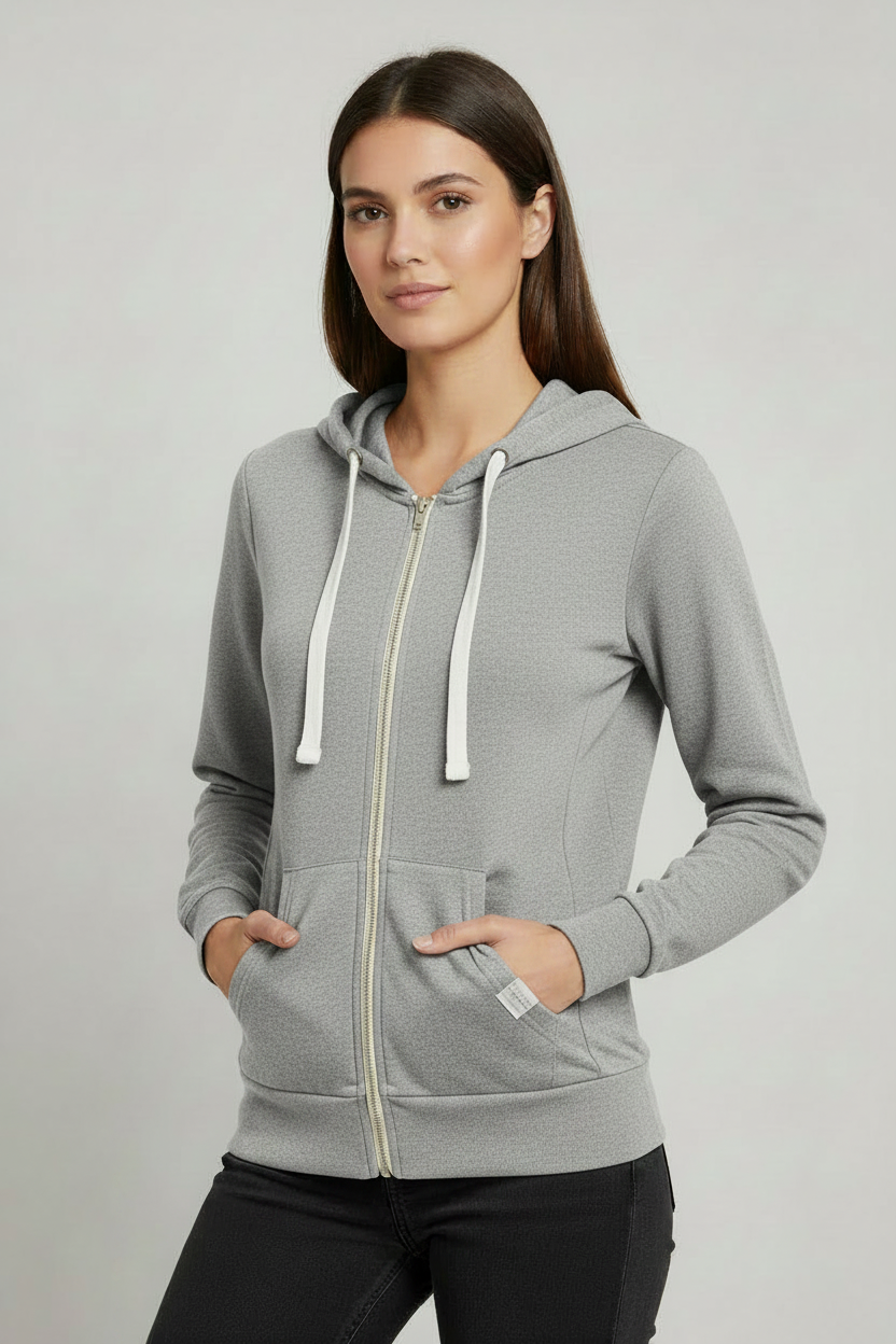 Reflex- Chaqueta con cremallera de felpa francesa elástica para mujer- JK300