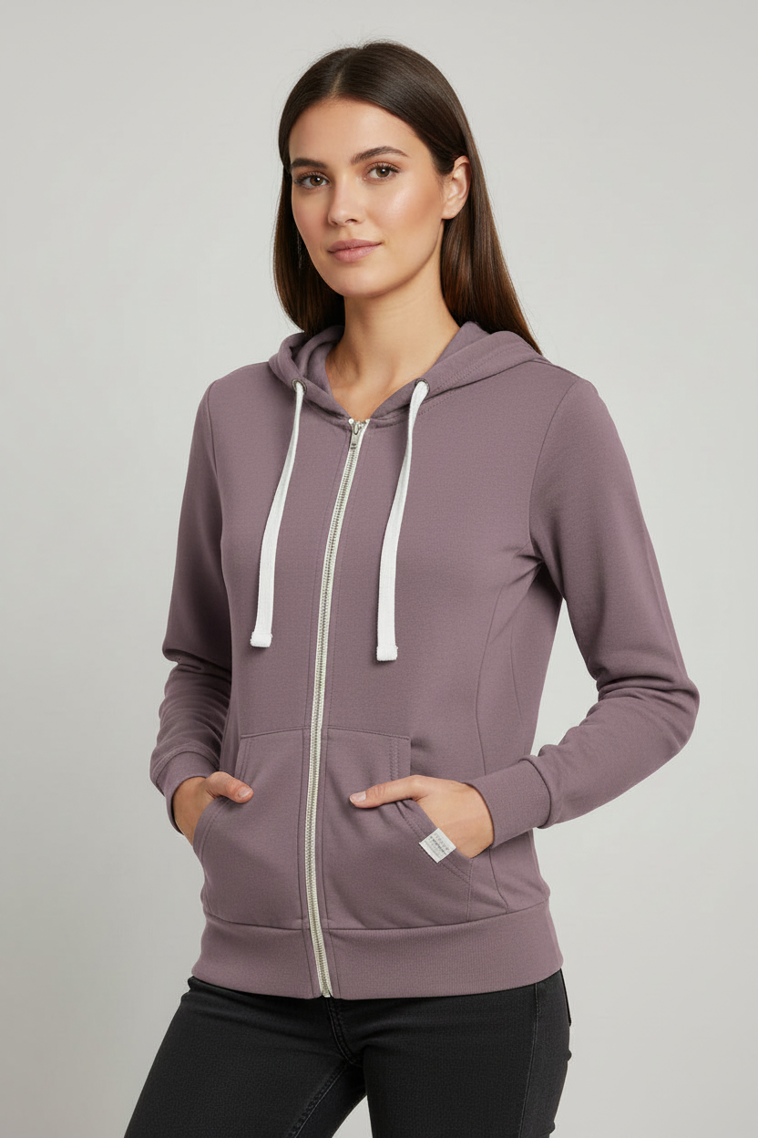 Reflex- Chaqueta con cremallera de felpa francesa elástica para mujer- JK300