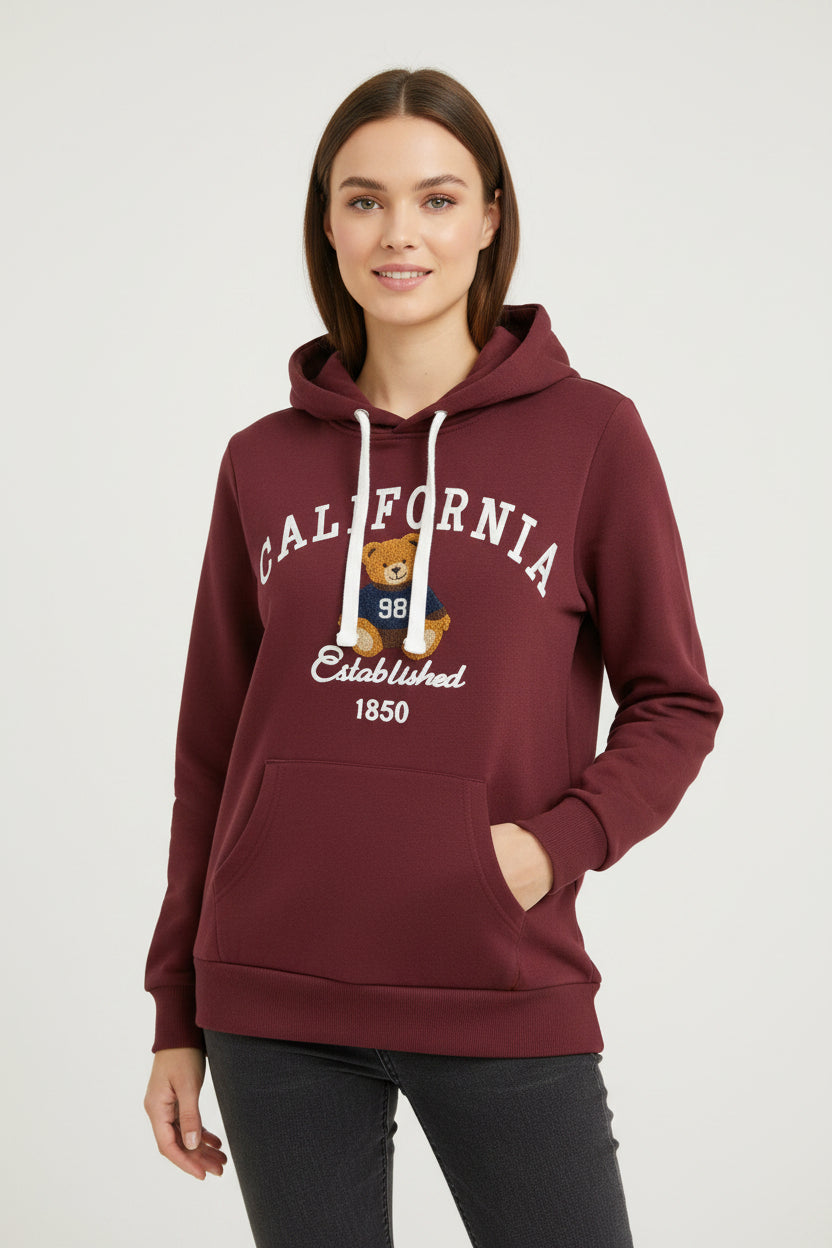 Reflex- Women Pullover California Chenille Bear Patch- JU2049