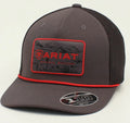 Ariat - Mens Hat Baseball Cap Logo Patch Red Rope Snap Mesh Back Grey - A300018206