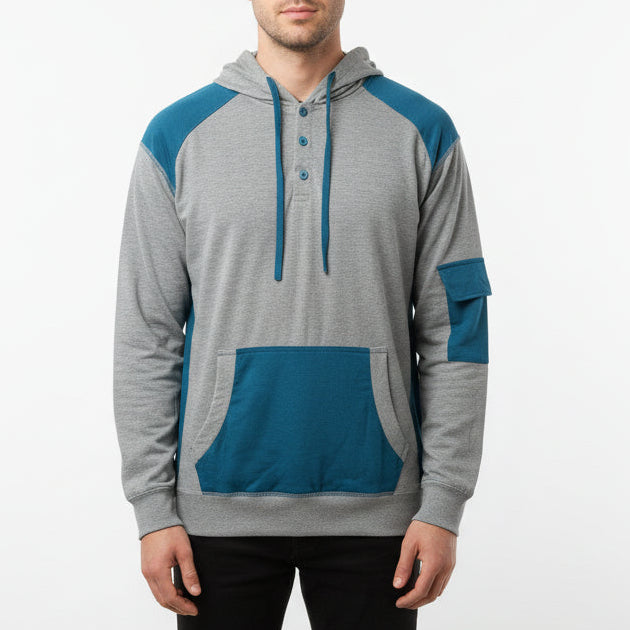 Vigo - Sudadera con capucha Henley unisex - LH-65A
