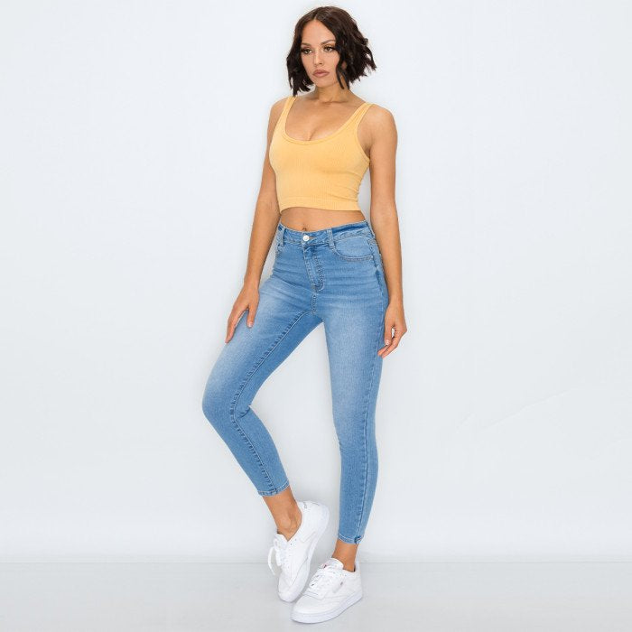 Wax Jean - High Waist Skinny Knit Denim Jeans - 90241