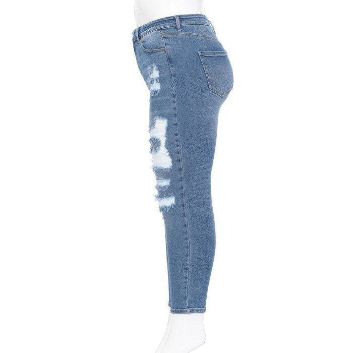 Wax Jeans - Jeans ajustados de cintura alta para mujer [Talla grande] - 90187XL