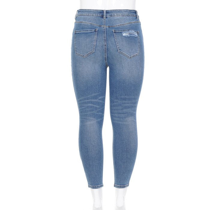 Wax Jeans - Jeans ajustados de cintura alta para mujer [Talla grande] - 90187XL