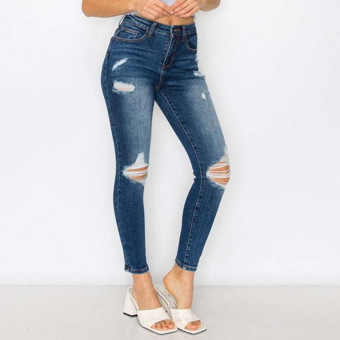 Wax Jean - Women’s Authentic Destructed Push Up Skinny Denim Pants - 90299