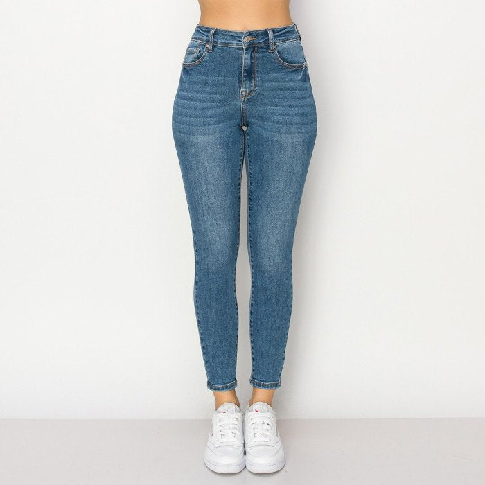Wax Jean - Pantalones pitillo básicos de tiro alto para mujer - Talla combinada - 90900