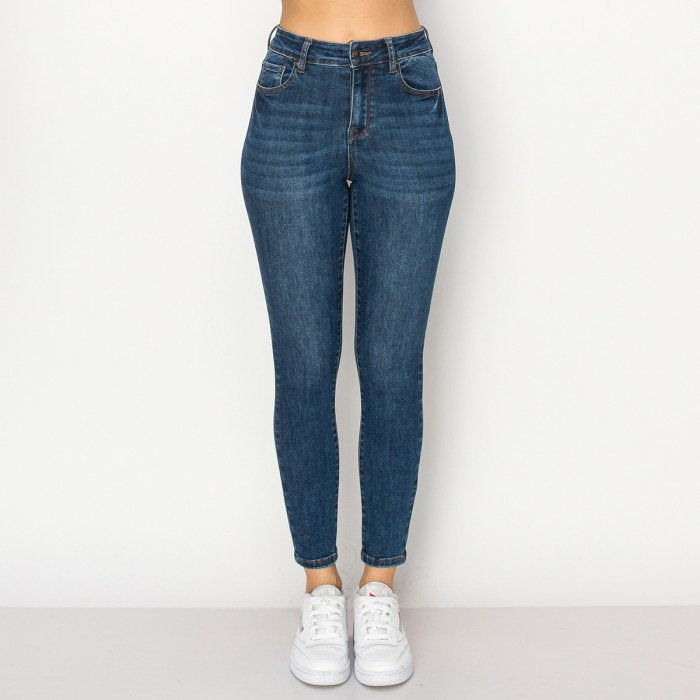 Wax Jean - Pantalones pitillo básicos de tiro alto para mujer - Talla combinada - 90900