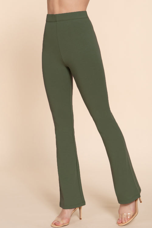Active USA - Pantalón de yoga ajustado con cintura elástica acampanada para mujer - P13392