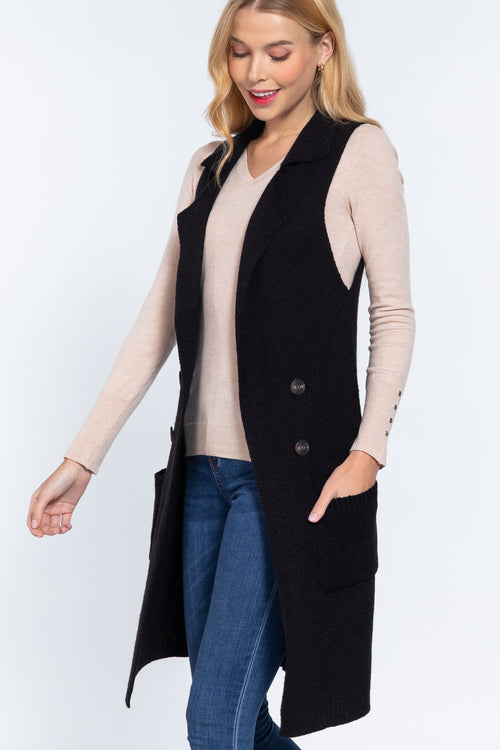 Active USA - Chaleco de suéter largo sin mangas para mujer - SW11045