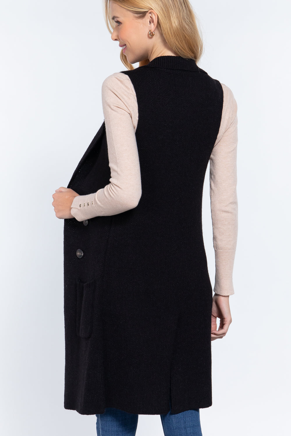 Active USA - Women's Sleeveless Long Sweater Vest - SW11045