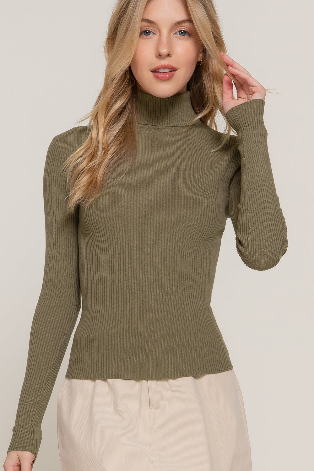 Active USA - Turtle Neck Viscose Rib Sweater - SW11710