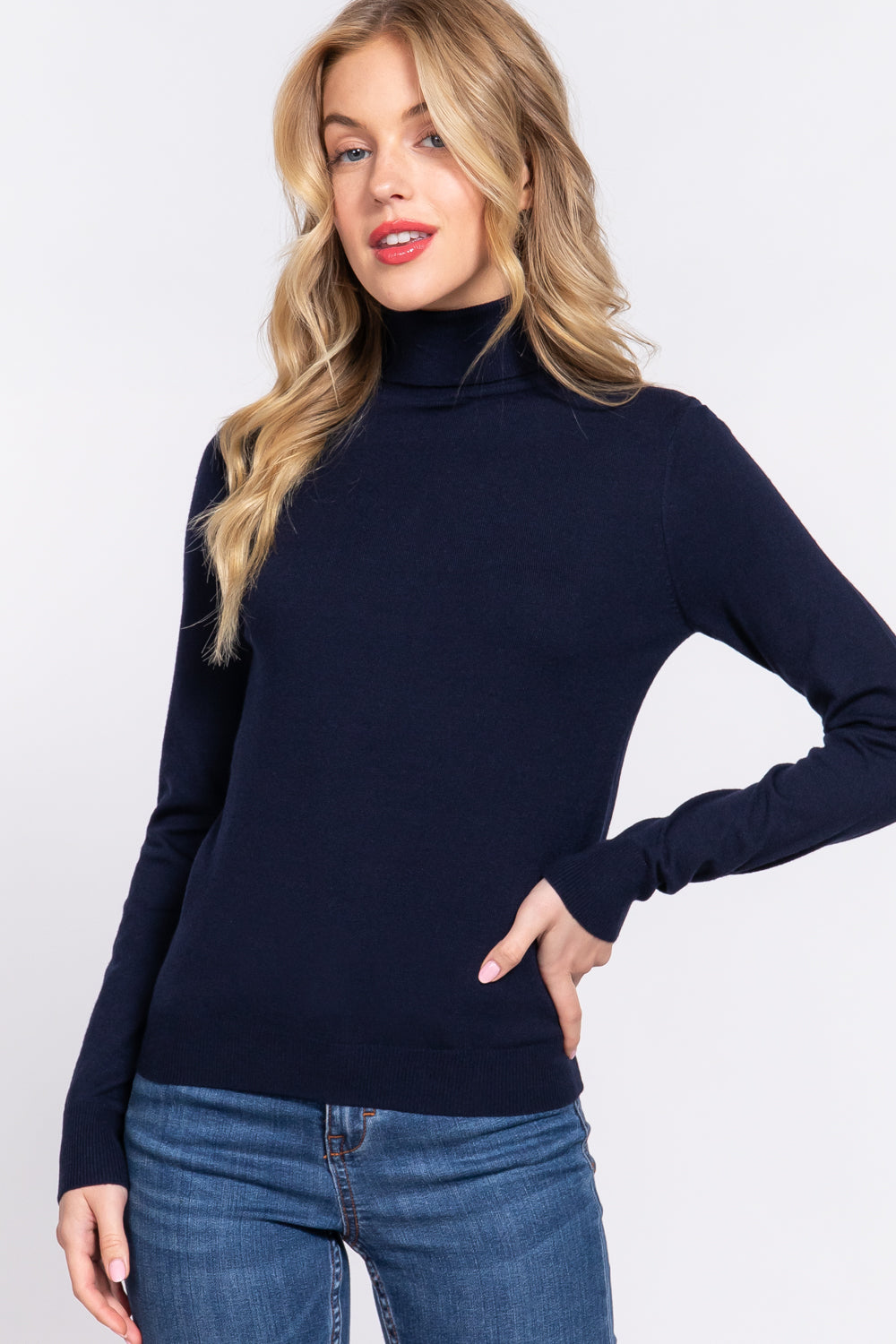 Active USA - Women's Turtle Neck Basic Viscose  Sweater - SW13687