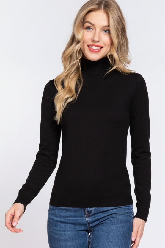 Active USA - Women's Turtle Neck Basic Viscose  Sweater - SW13687