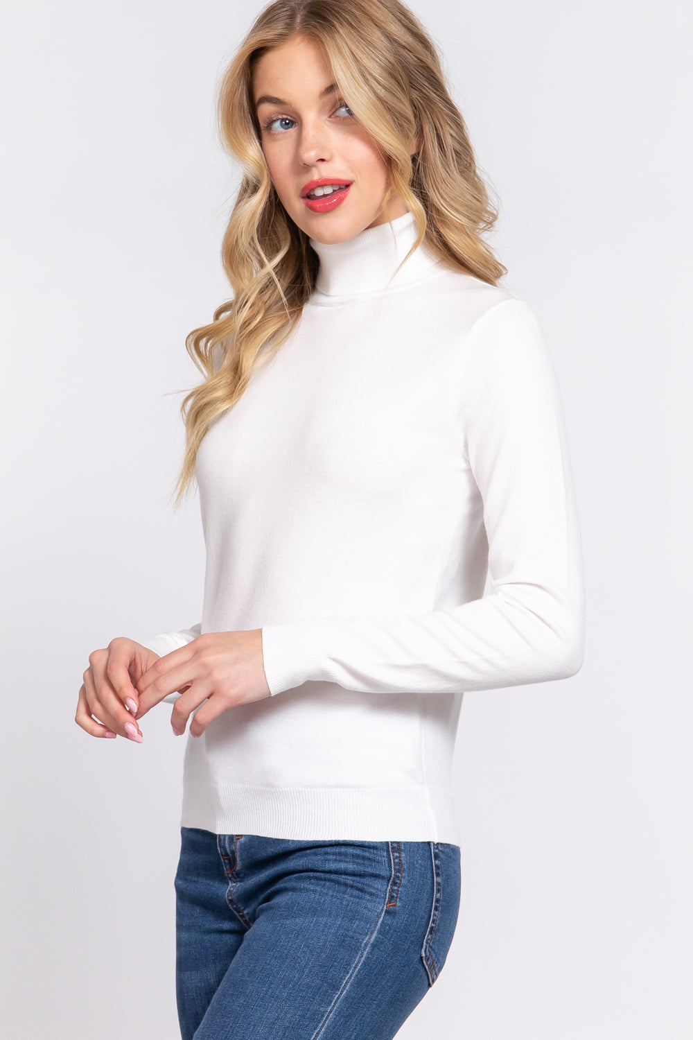 Active USA - Women's Turtle Neck Basic Viscose  Sweater - SW13687