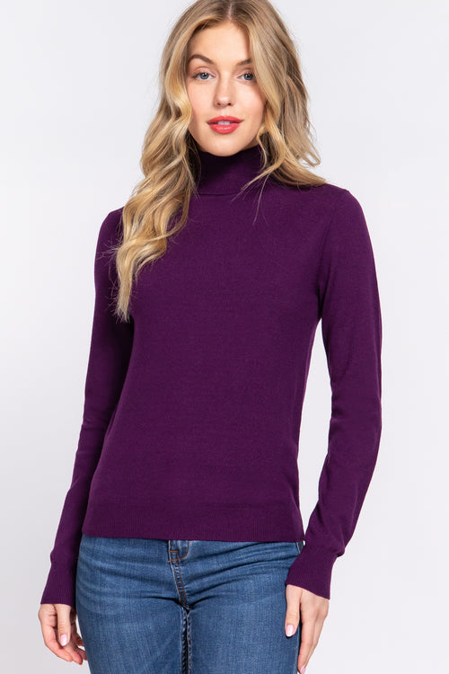 Active USA - Suéter básico de cuello alto de viscosa para mujer - SW13687