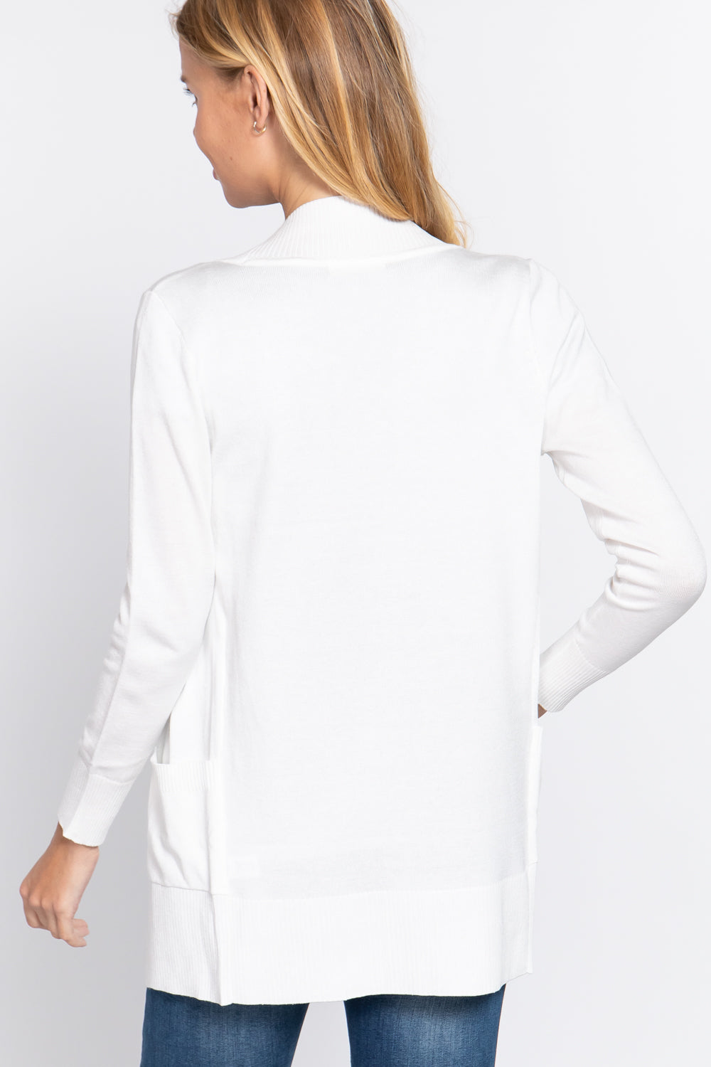 Active USA - Women's Rib Banded Open Sweater Cardigan - SW1948