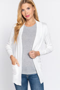 Active USA - Women's Rib Banded Open Sweater Cardigan - SW1948