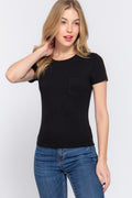 Active USA - Women's Crew Neck Tee with Pocket - T11340C