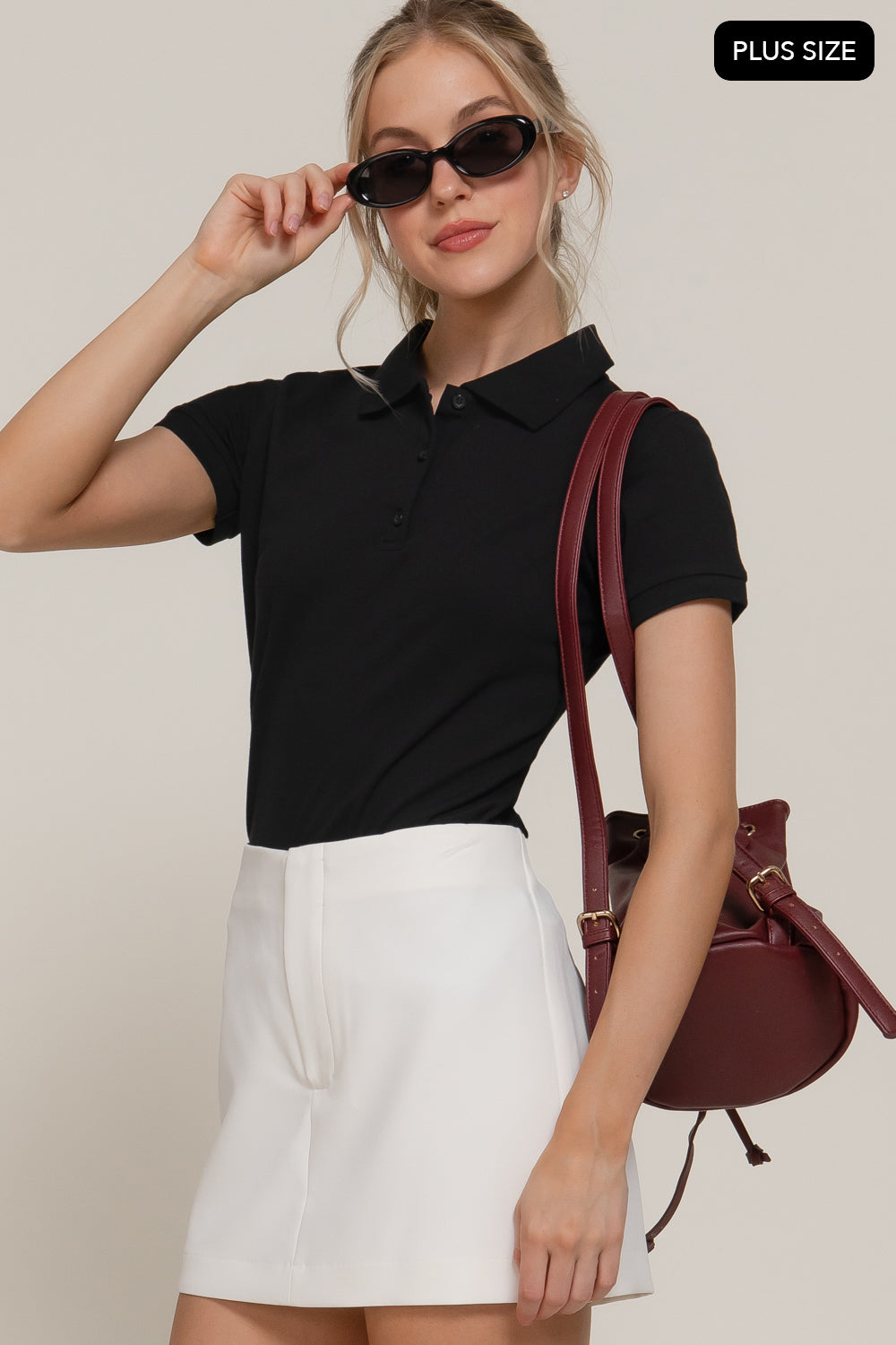 Active USA - Women's Short Sleeve Polo Top [Plus] - T73391