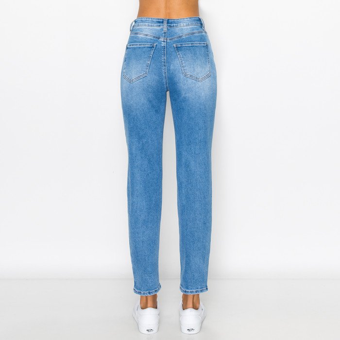 Wax Jean - Women's Mended Destructed Mom Jean - 90255