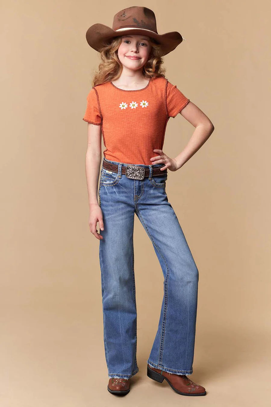 Sexy Couture - Jeans anchos con bordado ligero para niña - W242-TS-K