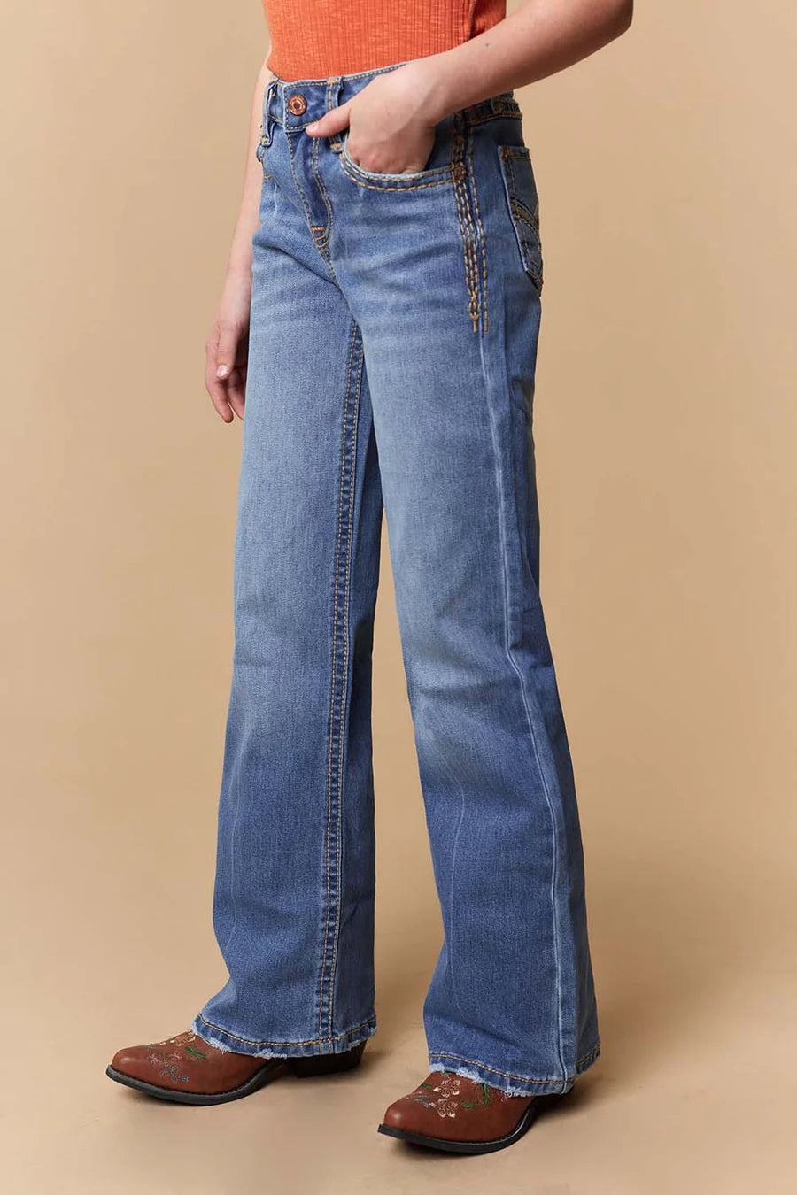 Sexy Couture - Jeans anchos con bordado ligero para niña - W242-TS-K