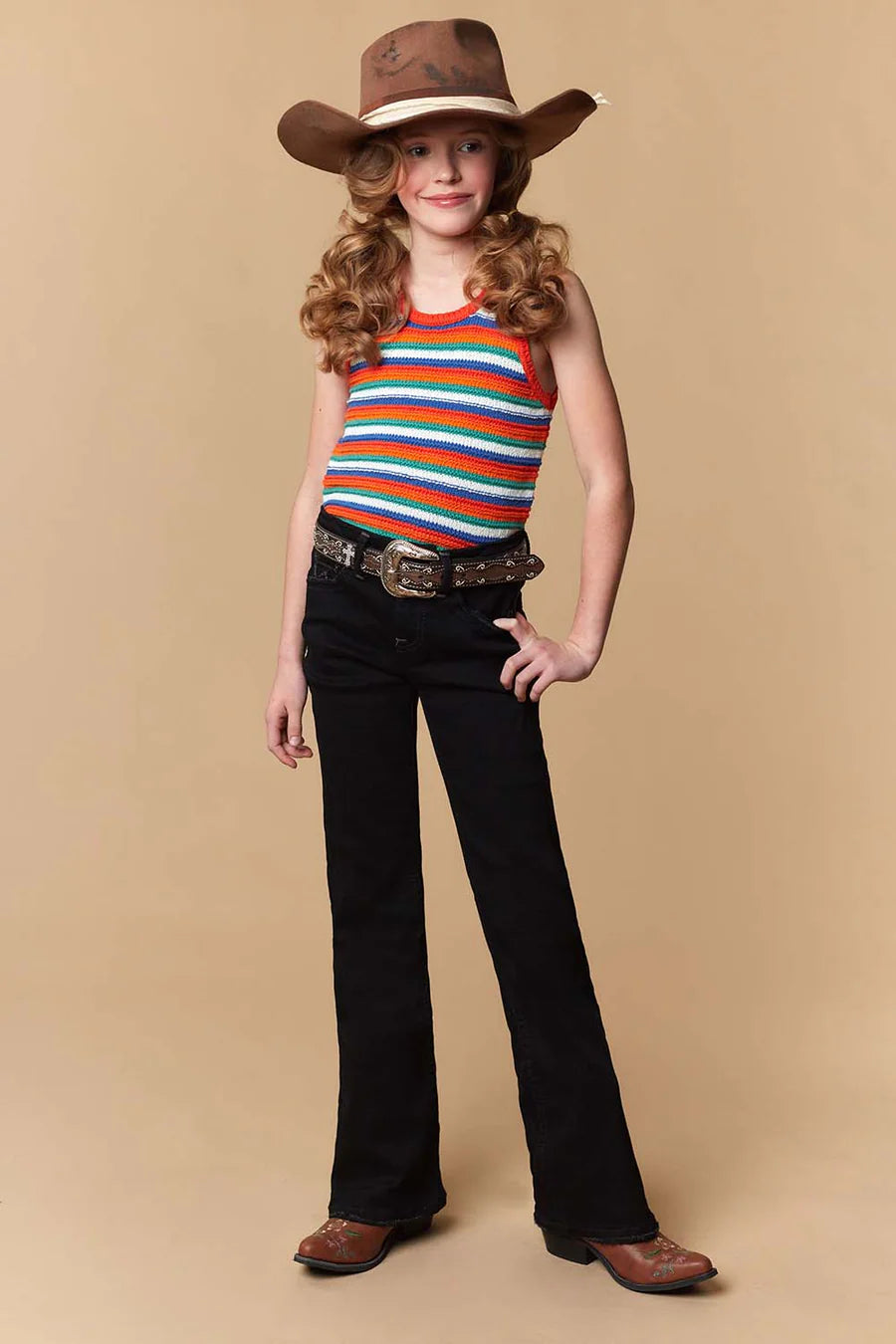 Sexy Couture - Jeans de pierna ancha con bordado ligero para niña - W244-PB-K