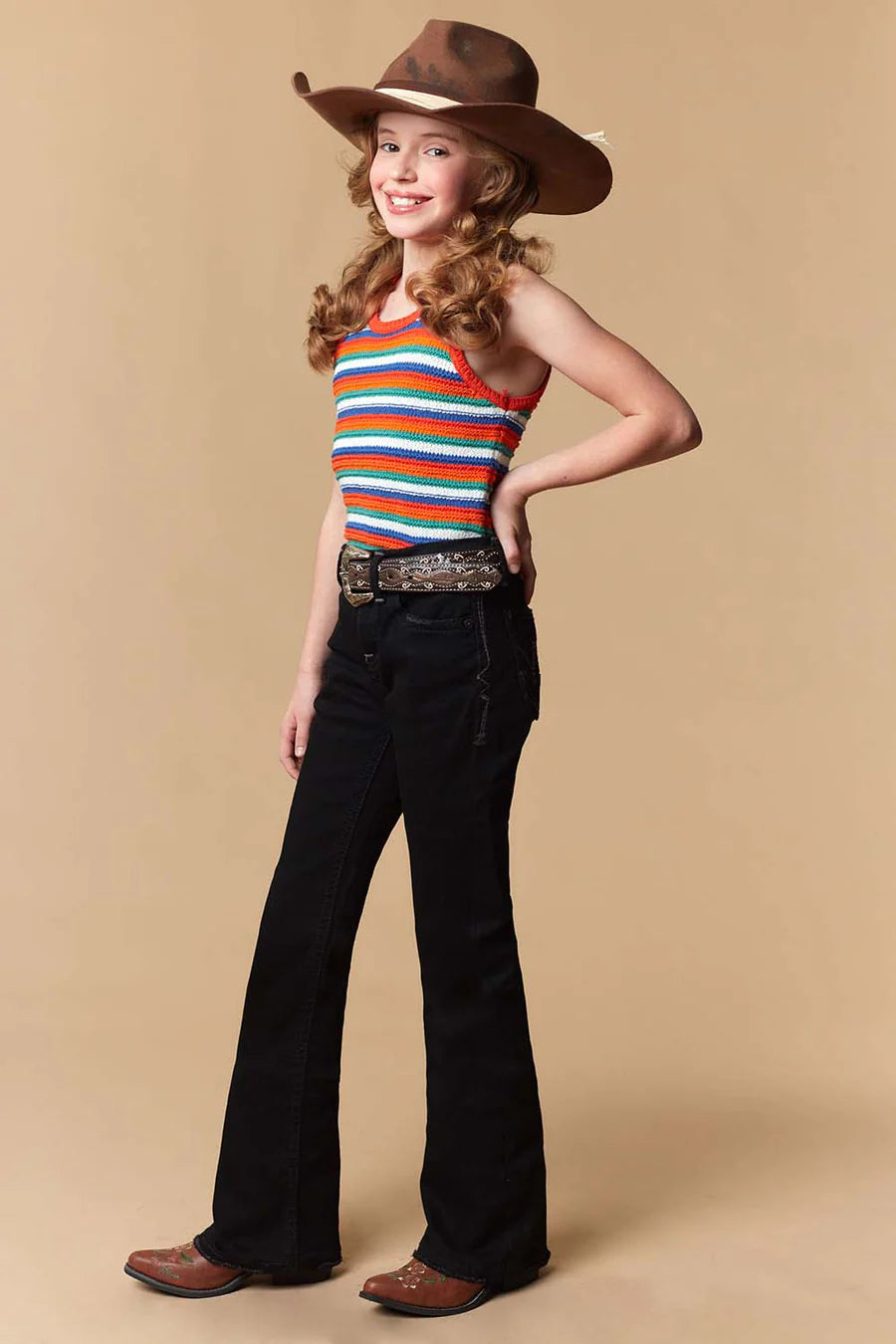 Sexy Couture - Jeans de pierna ancha con bordado ligero para niña - W244-PB-K