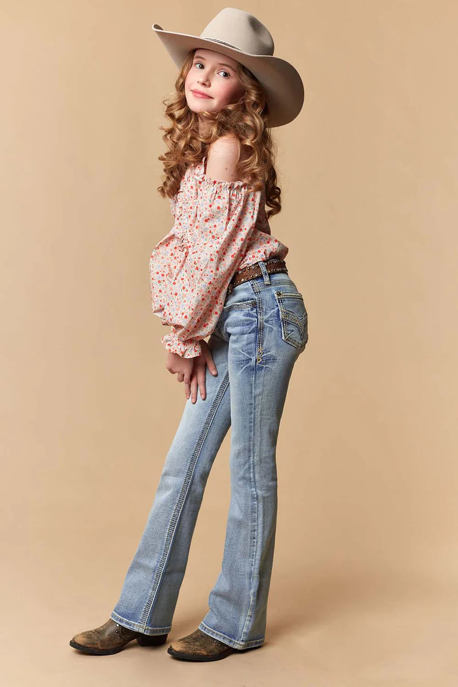 Sexy Couture - Jeans de pierna ancha bordados ligeros para niña - W247-PB-K