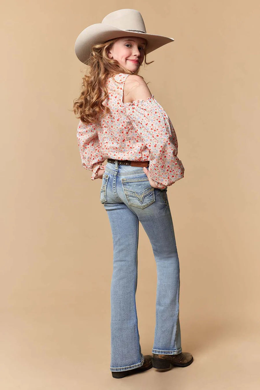 Sexy Couture - Jeans de pierna ancha bordados ligeros para niña - W247-PB-K