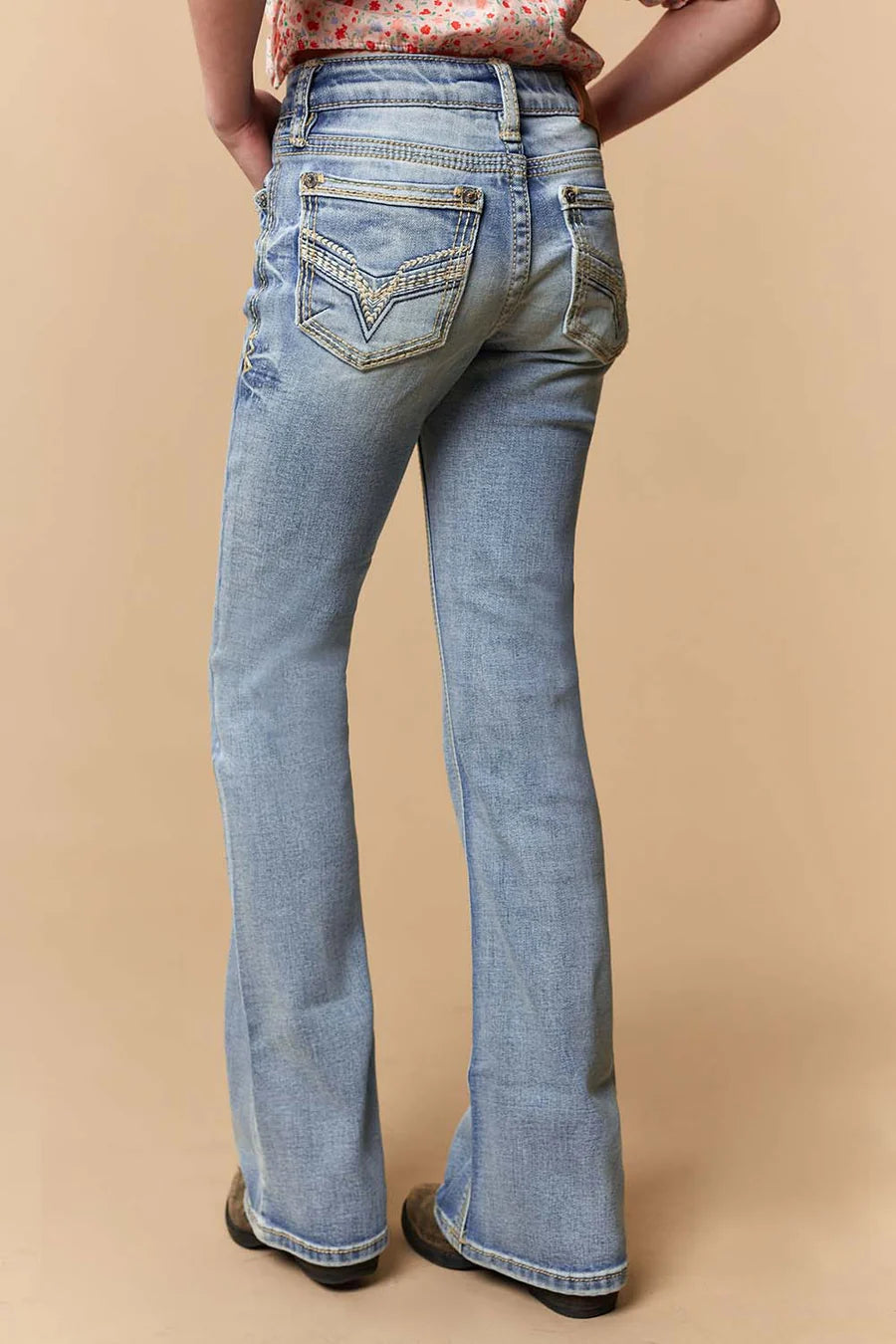 Sexy Couture - Jeans de pierna ancha bordados ligeros para niña - W247-PB-K