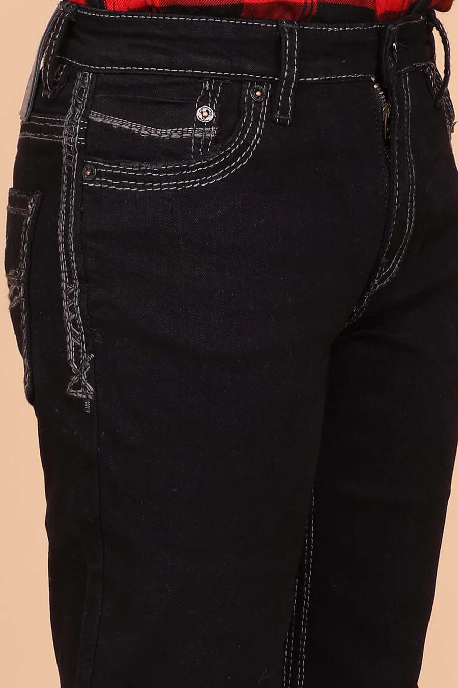 Western Blue - Boy's Embroidery Modern Bootcut Jeans  - W-486-K