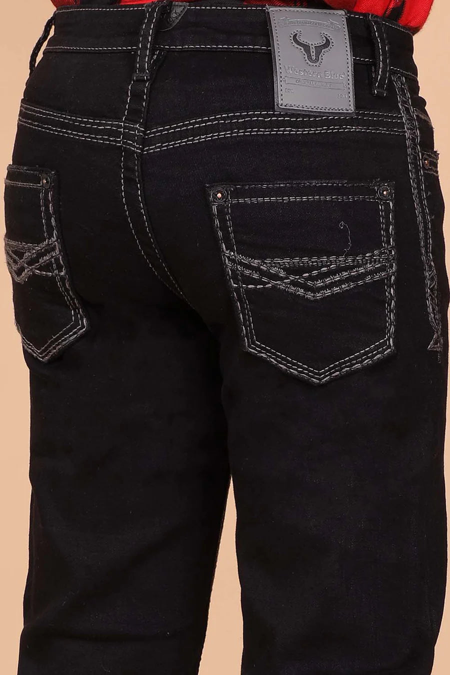 Western Blue - Boy's Embroidery Modern Bootcut Jeans  - W-486-K