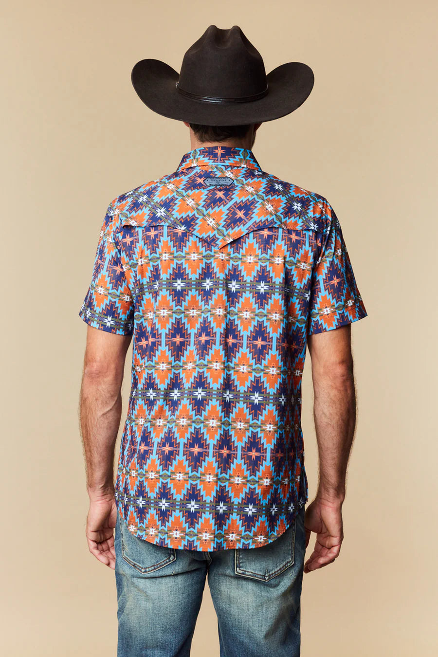 Western Blue - Camisa de manga corta para hombre Wild Venture Prints - WL-014