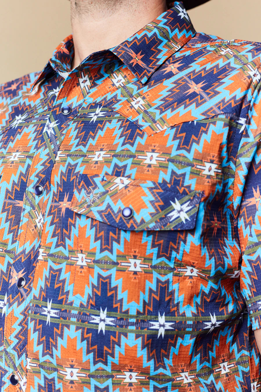 Western Blue - Camisa de manga corta para hombre Wild Venture Prints - WL-014