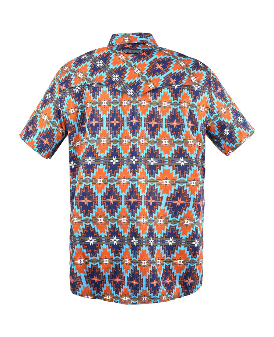 Western Blue - Camisa de manga corta para hombre Wild Venture Prints - WL-014