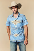 Camisa de manga corta para hombre Western Blue - Wild Venture Prints - WL-015