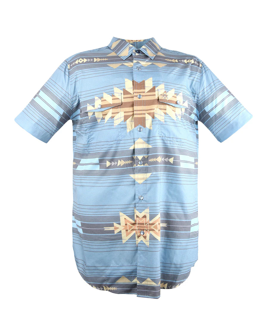 Camisa de manga corta para hombre Western Blue - Wild Venture Prints - WL-015
